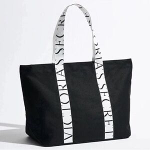 Victoria’s Secret Black and White Tote Style Bag - Canvas Material